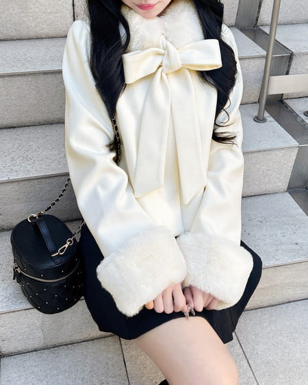 INGNI（イング） マルチWayビッグリボンショート丈コート ｵﾌﾎﾜｲﾄ