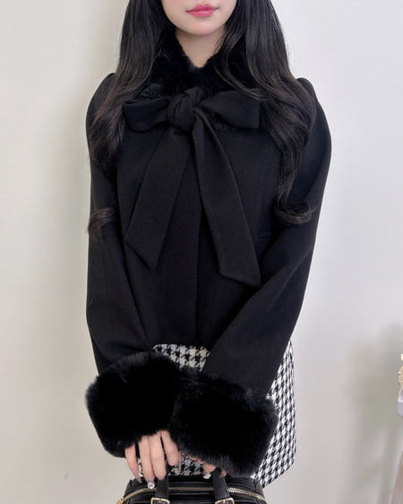 INGNI（イング） マルチWayビッグリボンショート丈コート ｸﾛ