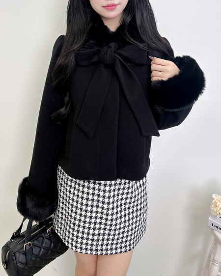 INGNI（イング） マルチWayビッグリボンショート丈コート ｸﾛ