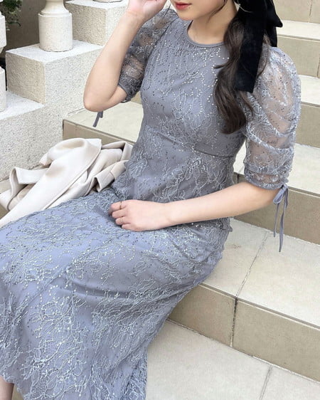 【12／9までの限定価格】【オケージョン】スパンコールレースワンピース