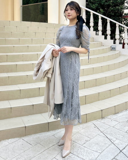 INGNI（イング） スパンコールレースワンピース ﾌﾞﾙｰｸﾞﾚｰ