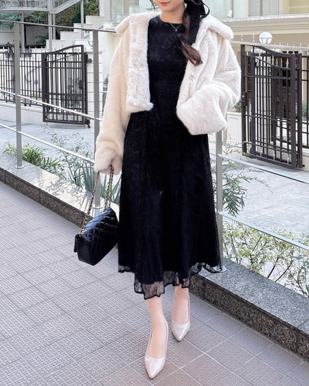 INGNI（イング） スパンコールレースワンピース ｸﾛ