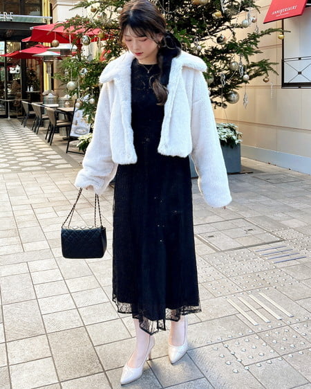 INGNI（イング） スパンコールレースワンピース ｸﾛ