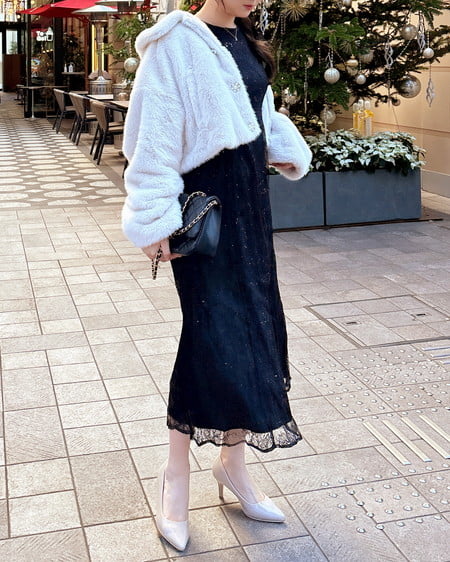 INGNI（イング） スパンコールレースワンピース ｸﾛ