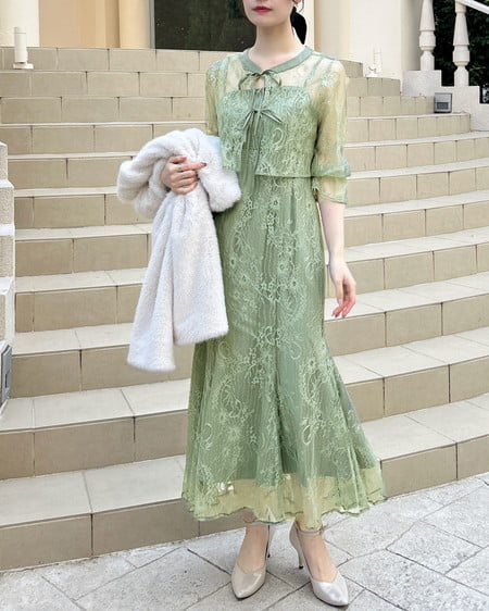 INGNI（イング） 2Wayレースリボンブラウス＋キャミワンピース／セット ﾐﾝﾄｸﾞﾘｰﾝ/A