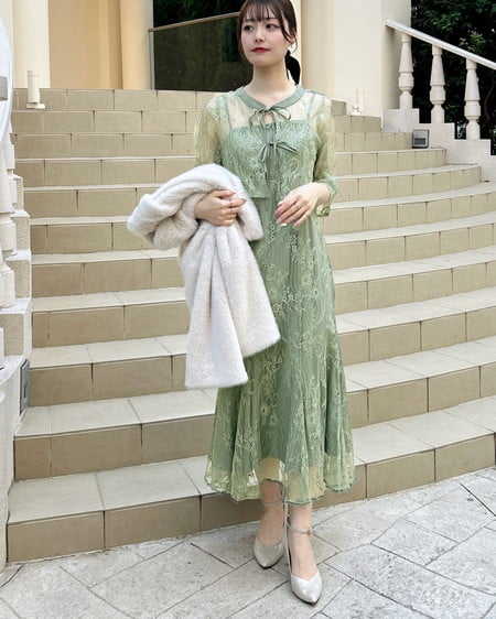 INGNI（イング） 2Wayレースリボンブラウス＋キャミワンピース／セット ﾐﾝﾄｸﾞﾘｰﾝ/A