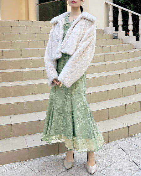 INGNI（イング） 2Wayレースリボンブラウス＋キャミワンピース／セット ﾐﾝﾄｸﾞﾘｰﾝ/A