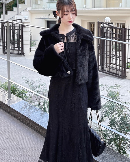 INGNI(イング) 2Wayレースリボンブラウス+キャミワンピース/セット クロ/A