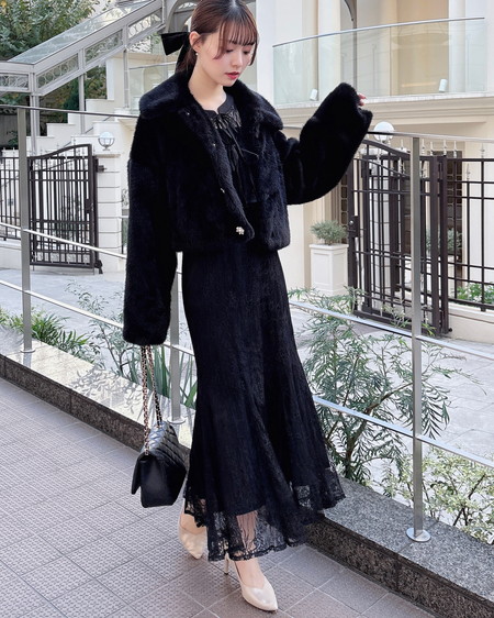 INGNI(イング) 2Wayレースリボンブラウス+キャミワンピース/セット クロ/A