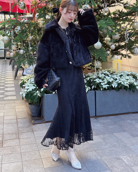 INGNI(イング) 2Wayレースリボンブラウス+キャミワンピース/セット クロ/A