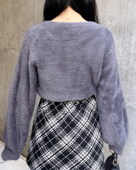 INGNI（イング） ベロアリボン付フェザーニット ﾁｬｺｰﾙｸﾞﾚｰ/ｸﾛ