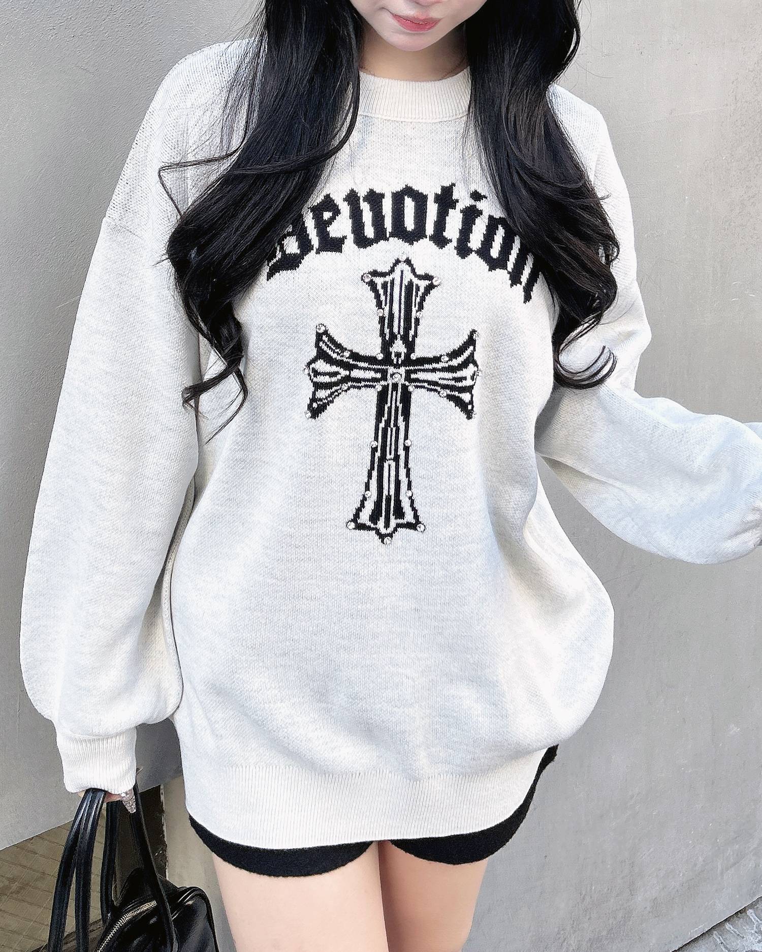 クロスロゴジャガードニット