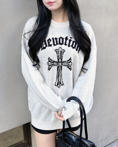 INGNI（イング） クロスロゴジャガードニット ｵﾌﾎﾜｲﾄ/ｸﾛ