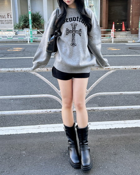 INGNI（イング） クロスロゴジャガードニット ｸﾞﾚｰ/ｸﾛ