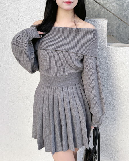 INGNI（イング） オフショルニットワンピース ｸﾞﾚｰ