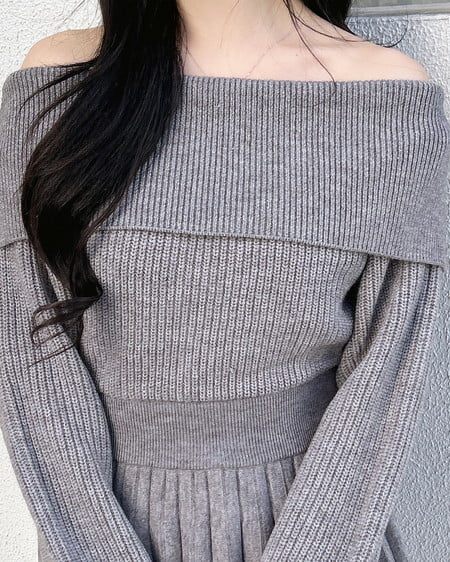 INGNI（イング） オフショルニットワンピース ｸﾞﾚｰ