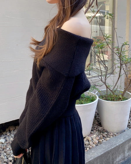 INGNI（イング） オフショルニットワンピース ｸﾛ