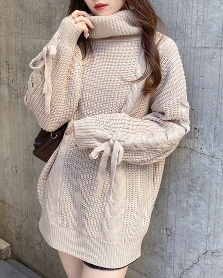 INGNI（イング） タートルネックルーズチュニックニット ﾍﾞｰｼﾞｭ