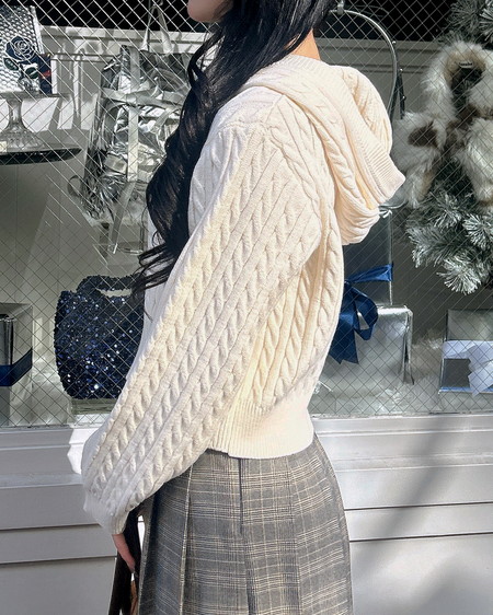 INGNI（イング） ケーブルヘンリーネックニットパーカー ｱｲﾎﾞﾘｰ