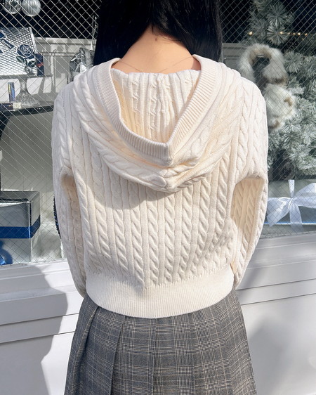 INGNI（イング） ケーブルヘンリーネックニットパーカー ｱｲﾎﾞﾘｰ