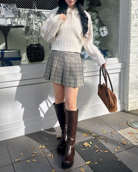 INGNI（イング） サイドベルトチェック柄プリーツスカパン ｸﾞﾚｰ/ﾁｪｯｸ