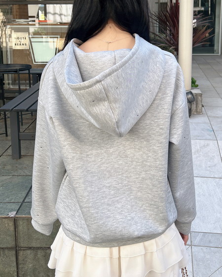 INGNI（イング） ビジュー付ダンボールジップパーカー ｸﾞﾚｰ