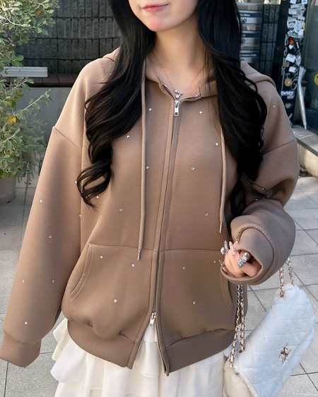 INGNI（イング） ビジュー付ダンボールジップパーカー ﾓｶ