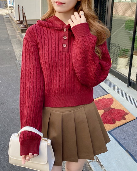 INGNI（イング） ケーブルヘンリーネックニットパーカー ﾎﾞﾙﾄﾞｰ