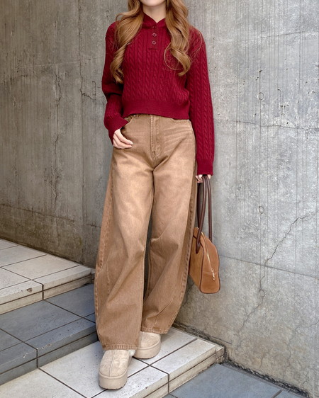 INGNI（イング） ケーブルヘンリーネックニットパーカー ﾎﾞﾙﾄﾞｰ