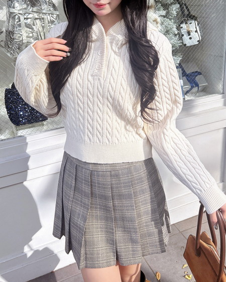 INGNI（イング） サイドベルトチェック柄プリーツスカパン ｸﾞﾚｰ/ﾁｪｯｸ