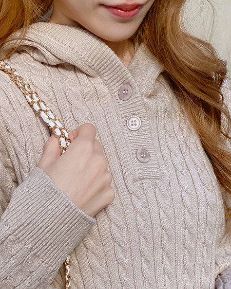 INGNI（イング） ケーブルヘンリーネックニットパーカー ﾍﾞｰｼﾞｭ