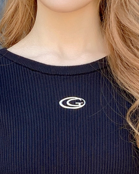 INGNI（イング） メタルプリントリブニット ｸﾛ