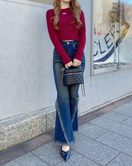 INGNI（イング） フリンジフレアデニムパンツ ﾃﾞﾆﾑ/ｺﾝ