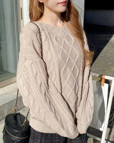 INGNI（イング） 2Wayケーブルルーズチュニックニット ﾍﾞｰｼﾞｭ