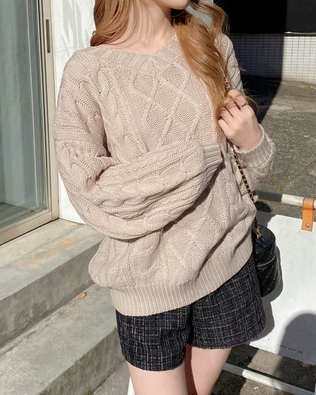 INGNI（イング） 2Wayケーブルルーズチュニックニット ﾍﾞｰｼﾞｭ