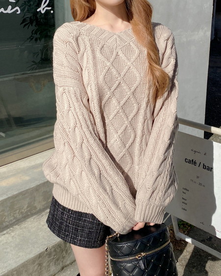 INGNI（イング） 2Wayケーブルルーズチュニックニット ﾍﾞｰｼﾞｭ