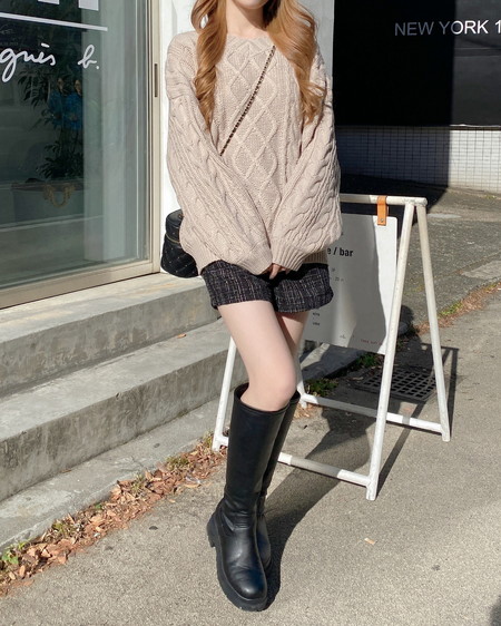 INGNI（イング） 2Wayケーブルルーズチュニックニット ﾍﾞｰｼﾞｭ