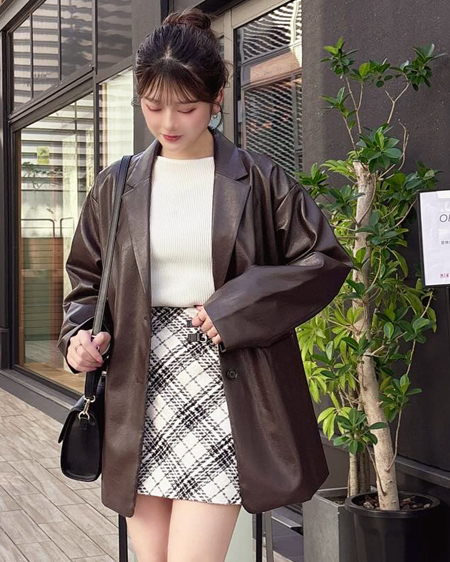 【タイムセール】【プレミアムライン INGNI SOELA】フェイクレザーテーラードジャケット