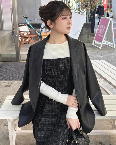 【タイムセール】【プレミアムライン INGNI SOELA】フェイクレザーテーラードジャケット