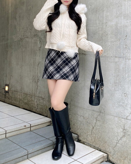 INGNI(イング) ビット付アソート柄タイトミニスカパン クロオフ/チェック