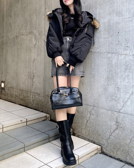 INGNI(イング) アソート柄カーゴミニスカート グレー