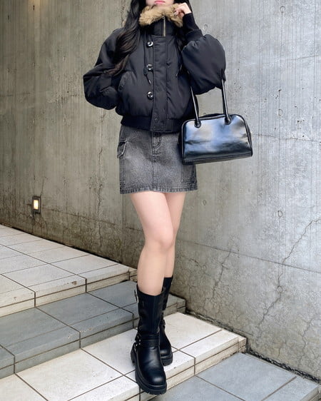 INGNI(イング) アソート柄カーゴミニスカート グレー