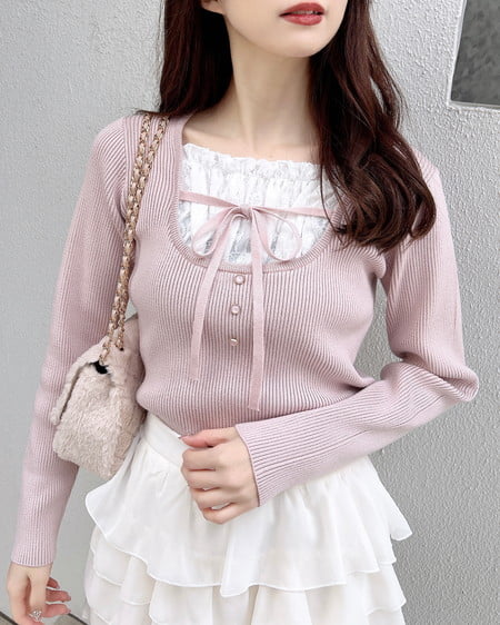 フロントレースドッキングニット