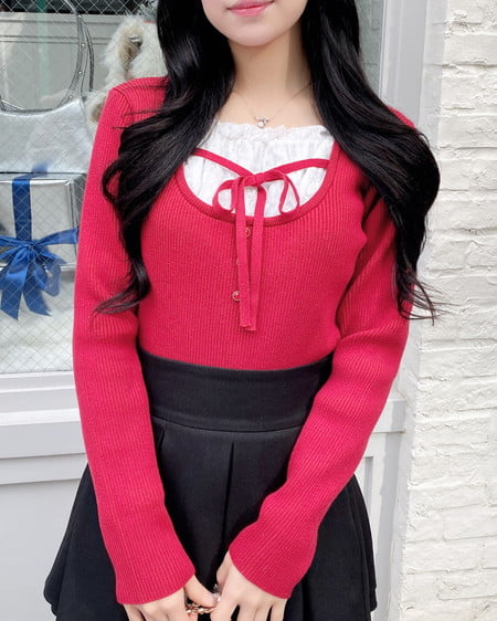 フロントレースドッキングニット