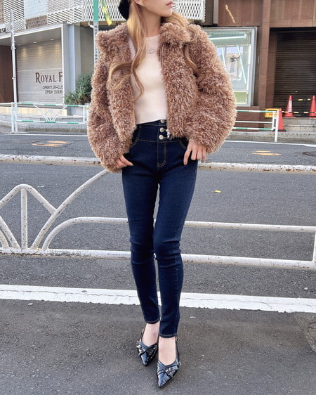 INGNI(イング) ステンカラープードルエコファーブルゾン モカ