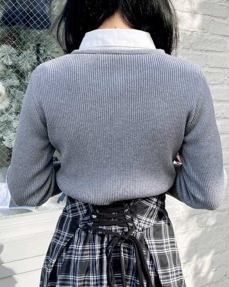 INGNI（イング） シャツドッキングフロントリボンニット ｸﾞﾚｰ/ｵﾌﾎﾜｲﾄ