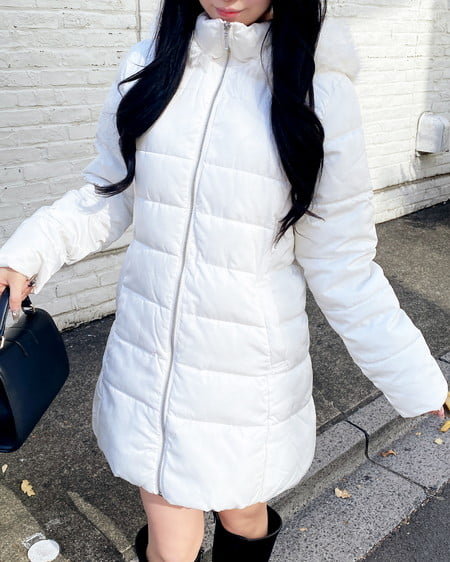 INGNI（イング） ファーフード付ウエストベルトエコダウンコート ｵﾌﾎﾜｲﾄ