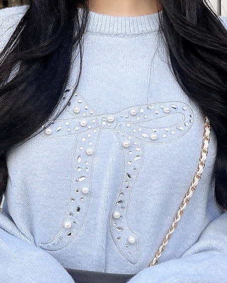 INGNI（イング） リボン×ビジューもちもちニット ｻｯｸｽ