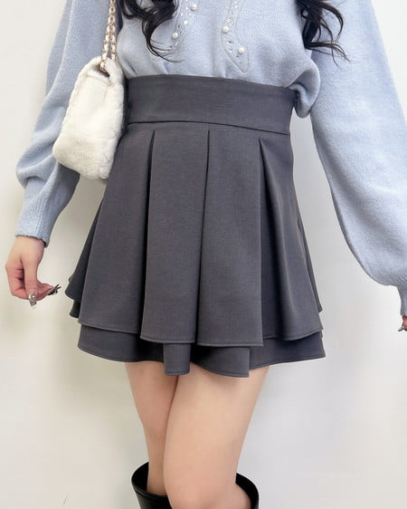 INGNI（イング） バックレースアップタックフレアスカート ｸﾞﾚｰ