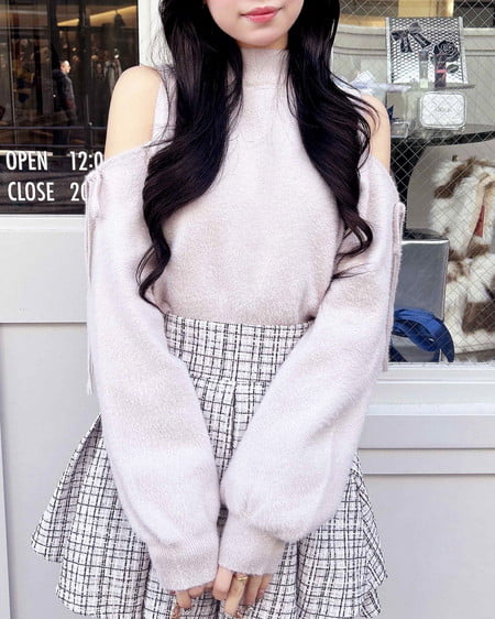 INGNI（イング） 肩開きラメフェザーニット ﾋﾟﾝｸ